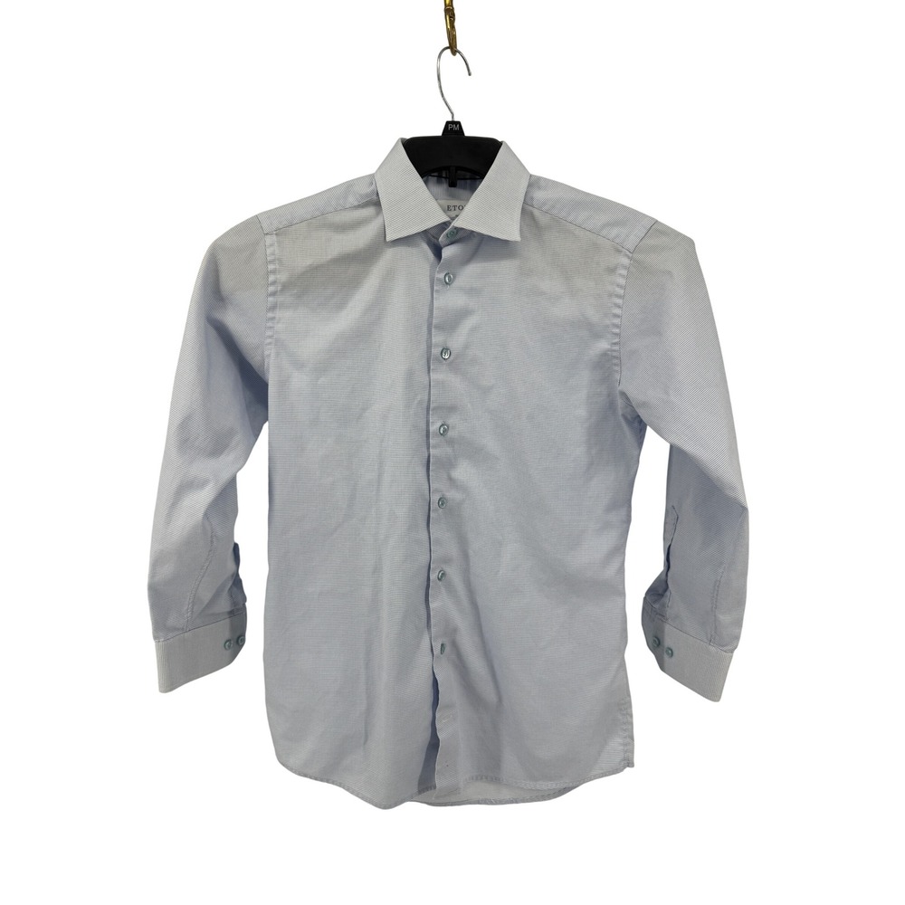 Eton Dress Shirt Mens 16 41 Slim Light Blue Micro Pattern Long Sleeve Business